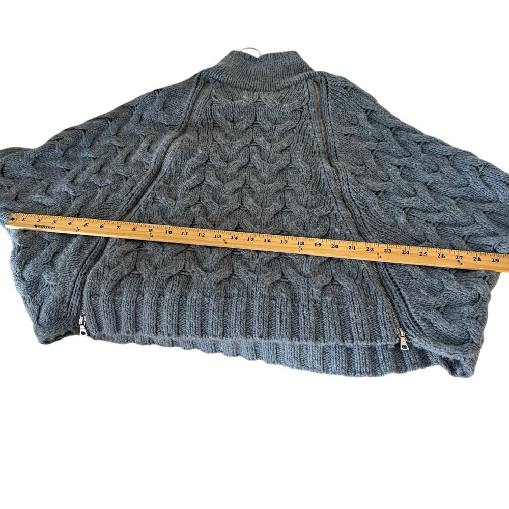 Free People Oversized Wool/Alpaca Grey/Blue Sweater Silver Zippers Sz S - Picture 6 of 10